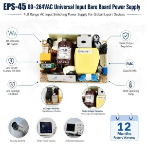 EPS-45 45W Open Frame Switching Power Supply 5V 12V 24V 48V AC DC Converter 3×2 Inch Compact PCB Board SMPS Single Output