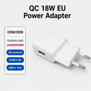 EU 18W USB-A QC Wall Charger with Multi-Protection for Mobile Phone