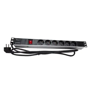 EU German Type 19A 230V 6Way PDU Power Distribution Unit Aluminum Alloy 19 inch Rack Mount 8 AC Outlets 465mm Indoor Use