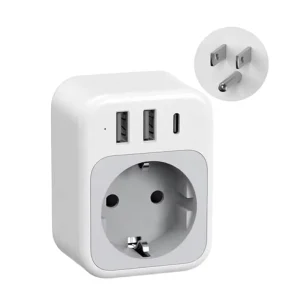 EU Plug Adapter 2 USB C Ports 18W ABS Material Compact Portable for France America Canada Thailand Mexico Colombia