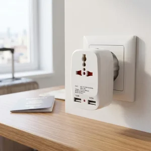 EU Plug Adapter With Double USB Two Plugs to One Plug DC5V 1A With Red Indicate Light Travel Universal to Schuko Charge Adapter