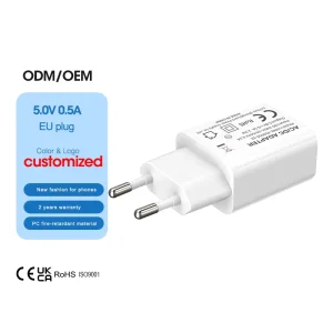 EU Plug CE Approved DC 5V 0.5A Single Port USB Wall Charger for Camera & Earphone Eco Friendly Design
