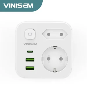 EU Power Strip Adapter 2 AC Outlets 2 USB A 1 Type C Multi Socket CE ROHS for European Household