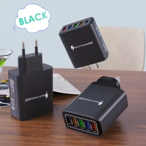 EU US UK Plug 45W 5 Ports USB Type C Fast Charger 45W USB C PD Quick Charge 3.0 Mobile Phone Wall Adapter