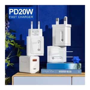 EU/US/UK Plug Electric Dual USB Type-C PD 12W/20W Fast Wall Charger For Laptop Camera