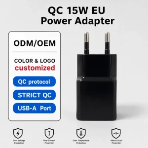 EU USB Phone Charger 15w USB-A QC Fast Charging Wall Charger Multi protection Power Adapter
