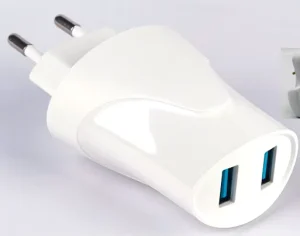 EU Wall Socket Charger DC Output 5V 2.4A Dual USB-A Ports Fast Charging CE RoHS Certified EU Plug for Laptop and Mobile Phone