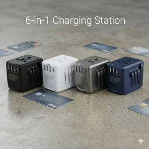 EU to UK Power Plug Adapter 17W Global Converter Multi USB-C Ultra-Slim International Travel Adapter