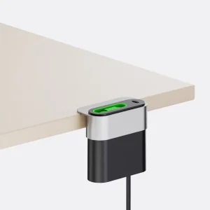 Electric Desktop Charger 20W PD Fast Charge Dual Type C Ports Retractable Fireproof Space Saving 5V/3A for Mobile Phones