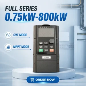 Energy Saving VFD 220V Single Phase to 3 Phase 380V 7.5kW 10HP Variable Frequency Drive for MPPT Solar Water Pump Fan & CNC