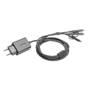 Eu Regulations All In One Cable (2 L + 1 Micro USB + 3 Type C) PD3.0 PPS 65W GaN AC Fast Travel Charger for Laptop
