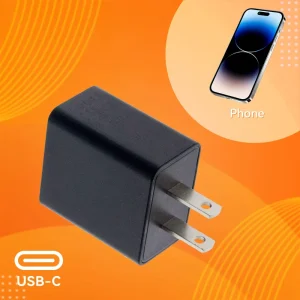 FCC-Certified USB-C Fast Charging Charger, 15W, US Plug, for CCTV Security Camera