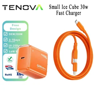 Factory 30W GaN PD 3.0 QC 3.0 PPS Type-C Ice Cube Fast Charger CE FCC UL ROHS Wall Adapter for iPhone Samsung