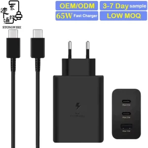 Factory 65W PD Type-C GaN Dual-Port USB-A/Type-C Fast Charging Power Adapter Cable for Camera