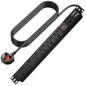 Factory 6Way 19Inch UK PDU 1U Industrial Socket Power Distribution Unit British Standard PDU Rack 13A PDU Overload Protector