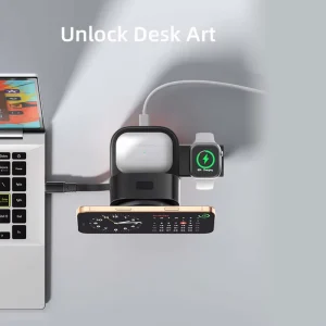 Factory C53 25W Fast Charging Station 5in1 Folding Wireless Charger with Night Lamp for Phone, Watch, Earbud