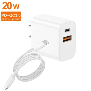 Factory Custom 20W PD USB-C Charger Set with Mobile Phone Data Cable and EU/AU Plugs