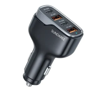 Factory Custom 60W Fireproof Material Shell Car Charger Adapter 4 Port Car Phone Charger Dual PD Dual QC Fast Car Charger