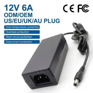 Factory Direct 12V 6A 72W AC DC Power Adapter for Laptop PC LED Monitor High Quality Universal Desktop Charger