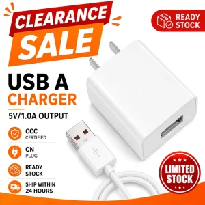 Factory Direct 5V 1A USB Wall Charger with 1M 6A USB-A to USB-C Cable, CN Plug Charger Set