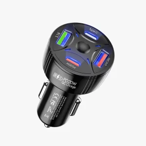 Factory Direct Supply 4 Ports USB Car Charger QC 3.0 & PD 20W Fast Charging Adapter for Laptop Scooter & Phone 53W
