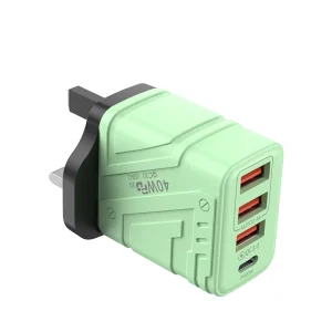 Factory Direct Universal 4-Port Fast Charger with 3 USB and 1 Type-C Port, Multi-Color Travel Wall Adapter, EU UK AU Plugs for Android