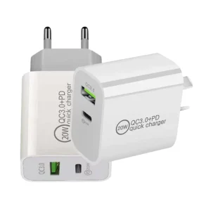 Factory Dual Ports 20W PD USB Wall Charger QC3.0 Portable Travel Adapter