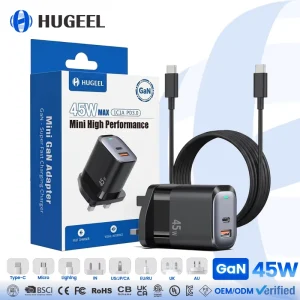Factory GaN Charger 45W Type-C Adapter PD Fast Charging UKCA CE Portable Travel USB Charger for Phone Laptop Charger Kit