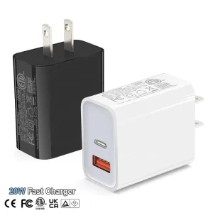 Factory PD20W & QC18W Dual Port USB & Type-C Charger Adaptor Fast Charging Phone Multi-Function USB C Wall Charger