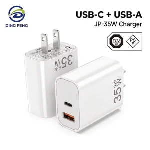 Factory PD35W USB A USB C Dual Port Fast Charging GaN Type C Power Adapter PSE Certified Phone Charger for IPhone17 16