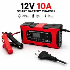 Factory Price 12V 10A Car Battery Charger CE/FCC/RoHS Certified Smart LCD Display Custom Plug OEM ODM Lead Acid Battery Pulse