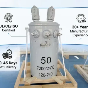 Factory Price 50kVA 7200V to 120/240V 25kVA 37.5kVA Single Phase Pole Mounted Transformer