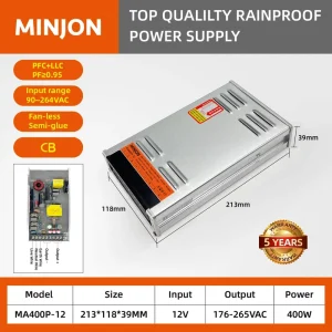 Factory Rainproof Semi Glue LED Driver 12V Constant Voltage Transformer 400W 30A AC DC Power Supply LED Strip Light CB CE