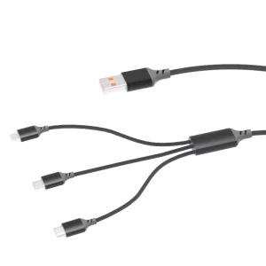 Factory Suppliers Multi Port 3in1 USB Fast Charging Data Cable Nylon White Black Bold