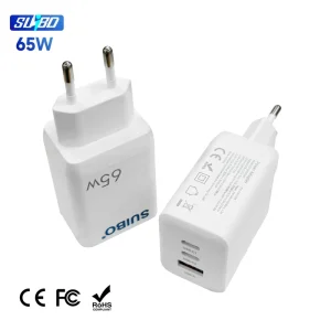 Factory Supply 65W Fast Charge Portable 2C1A USB-C Power Adapter with OTP OCP Protection CE FC RoHS for Laptop Mobile Tablet