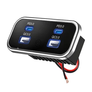Factory Touch Switch Quick Charge 3.0 Car Charger Outlet Socket, Dual USB-A and 2 USB Type-C Ports, 12-24V