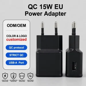 Fast Charging 15W QC3.0 USB A Wall Adapter Advanced Short Circuit Protection Smart EU Wall Adapter Android Smart Devices