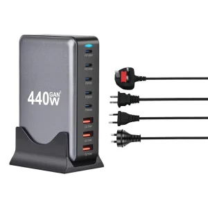 Fast Charging 440W GaN USB Type C Fast Charger Multiple Ports PD QC3.0 Desktop Fast Charger for Laptop Charging Station