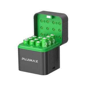 Fast USB-C Rechargeable AAA Lithium-ion Battery Charger with 12 Slots for Microphone Use