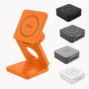 Foldable Magnetic 3 in 1 Wireless Charger 25W Fast Charging Dock for iPhone Earbuds Watch Source Factory