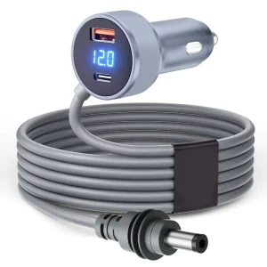 For Starlink Mini Car Charger DC Power Cable Cigarette Lighter 12V 48V With Digital Display USB C 140W USB A 35W Ports