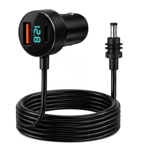For Starlink Mini Car Charger Power Cable 3M 10FT 12V-24V Cigarette Lighter to DC Cord with Digital Display 30W USB A-C Ports