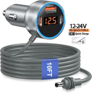 For Starlink Mini Car Charger to DC Power Cable 3M 10ft with 4 in 1 Port USB C 30W USB A QC3.0 12V 24V Cigarette Lighter Adapter