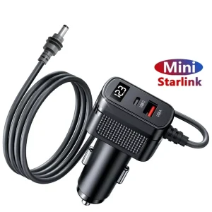 For Starlink Mini Cigarette Lighter to DC Power Cable 12V 24V Car Charger Power Cord with LED Socket USB C USB A Ports 2M 3M 5M
