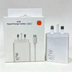 For Xiaomi Turbo Charging 67W 3 Pin UK Plug Power Adapter 67W UK USB Fast Charger Plug With 1M Type C Cable