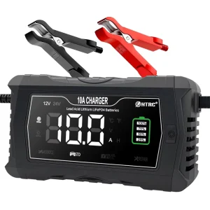 Full Automatic 12V 24V 10A Intelligent Electric Motorcycle Car Battery Charger 120W Output Power AC Fast Charging Digital LCD