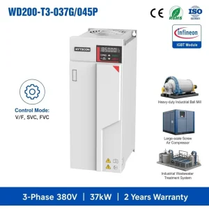 G/P AC Drive 45kW 60HP Frequency Inverter 3Phase 380V VSD for Large Industrial Circulating Pump Fan System 37kW VFD