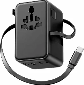 GaN 100W Worldwide Charger Travel Adaptor Multi-country Universal Travel Adapter with USB-C Port Cable