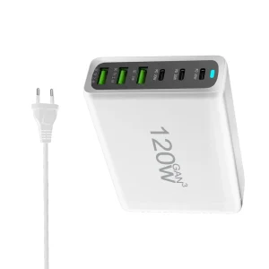 GaN 120 200W USB-C Wall Charger Station PD Fast Charging for iPhone Samsung Xiaomi