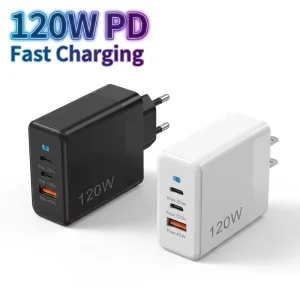 GaN 120W Phone Charger 3 Ports 2C+1A PD3.0 Wall Adapter for Laptop Notebook Mobile Phone Universal Plug